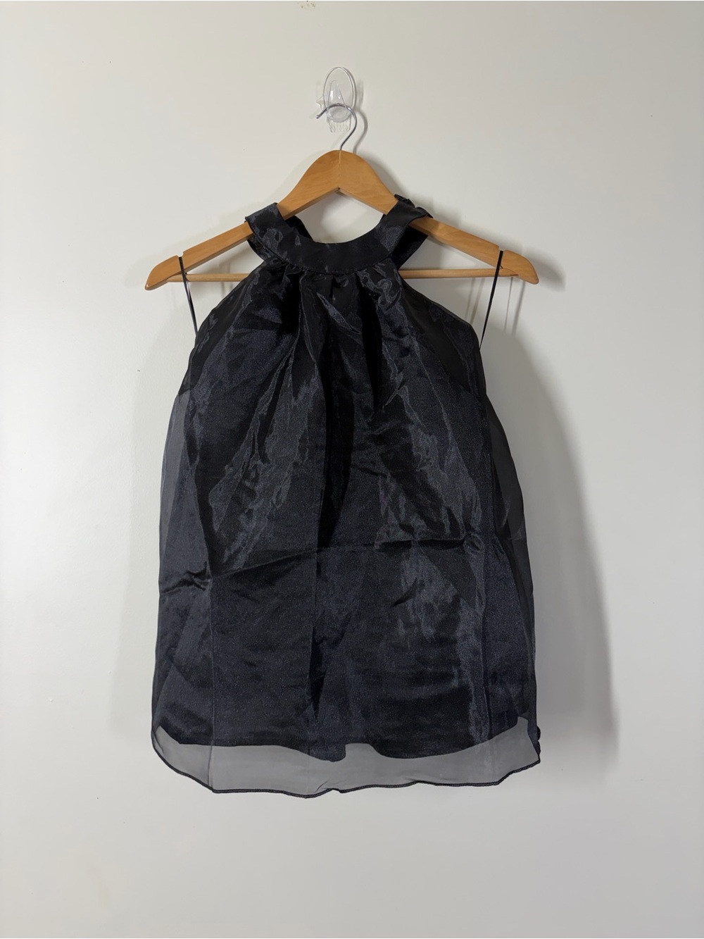 Mable Black Sheer Organza Bow Halter Top Coquette Party Statement Blouse NWOT